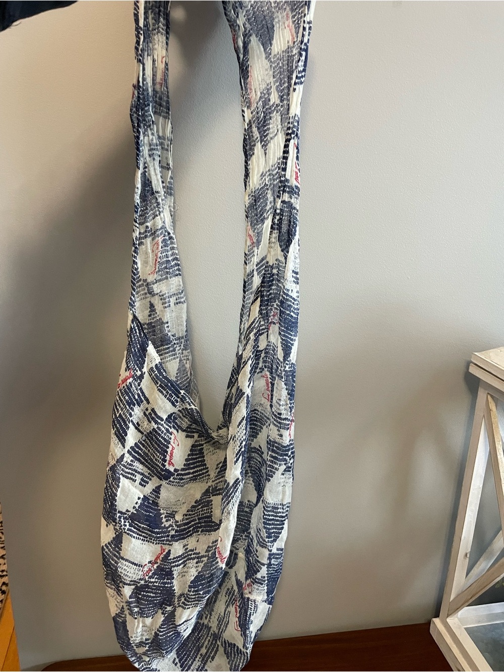 Free People Navy, White and Red Patterned Hobo Bag